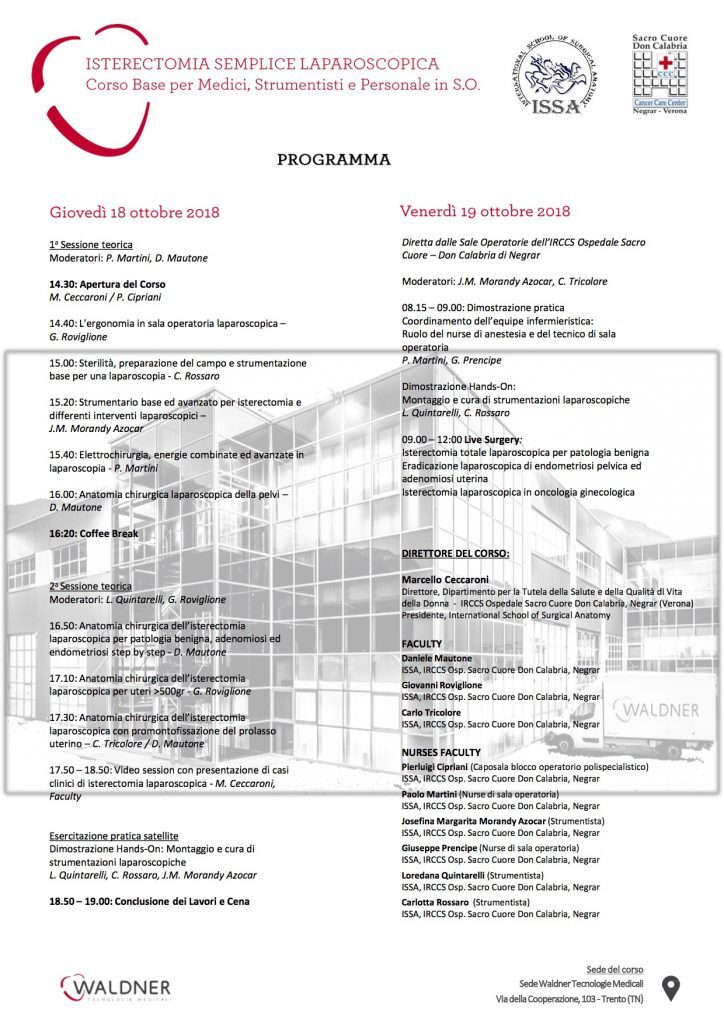 Locandina del corso su isterectomia semplice laparoscopica